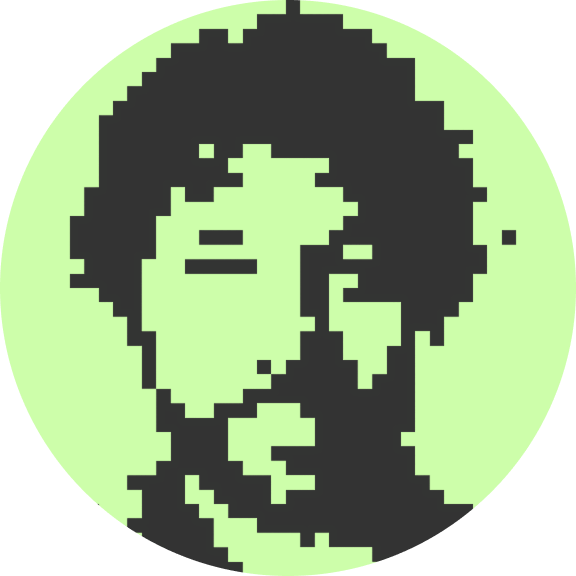 Pixel-art portrait of mark tichý